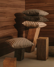 Load image into Gallery viewer, Enara cushion cover in beige and brown striped silk and cotton, 45 x 45 cm - image 2