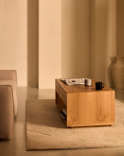 Load image into Gallery viewer, Alguema coffee table 2 drawers in oak veneer with natural finish 140 x 60 cm - image 7