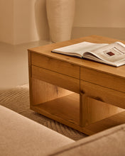 Load image into Gallery viewer, Alguema coffee table 2 drawers in oak veneer with natural finish 140 x 60 cm - image 8
