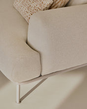 Load image into Gallery viewer, Aurum 3-seater sofa in ecru chenille with reclining headrest and matte beige metal base 234cm FSC Mix Credit - image 15