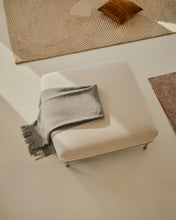 Load image into Gallery viewer, Aurum ecru chenille footrest with matte beige metal base 85 x 85cm FSC Mix Credit - image 3