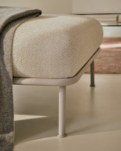Load image into Gallery viewer, Aurum ecru chenille footrest with matte beige metal base 85 x 85cm FSC Mix Credit - image 4