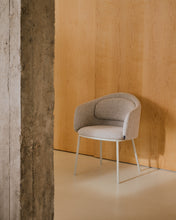 Load image into Gallery viewer, Idaira chair in thick beige chenille and steel legs in a beige finish, FSC Mix Credit - image 5