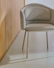 Load image into Gallery viewer, Idaira chair in thick beige chenille and steel legs in a beige finish, FSC Mix Credit - image 6