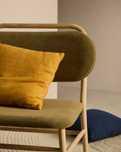 Load image into Gallery viewer, Helda armchair in green chenille and FSC Mix Credit solid oak wood - image 6