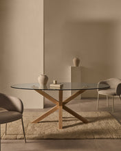 Load image into Gallery viewer, Argo oval table with glass and wood effect steel legs Ø 200 x 100 cm - image 5