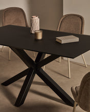 Load image into Gallery viewer, Argo table with black glass and black steel legs 160 x 90 cm - image 6