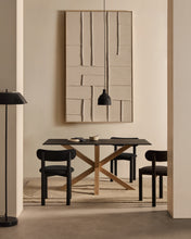 Load image into Gallery viewer, Argo table in frosted black glass and wood-effect steel legs 160 x 90 cm - image 6