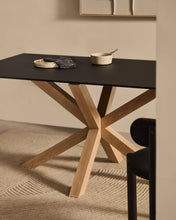 Load image into Gallery viewer, Argo table in frosted black glass and wood-effect steel legs 160 x 90 cm - image 5