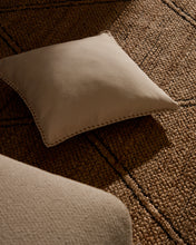 Load image into Gallery viewer, Rakira beige cotton cushion cover with mustard-coloured embroidery feature, 45 x 45 cm