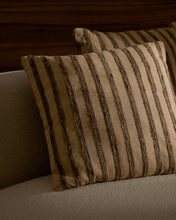 Load image into Gallery viewer, Enara cushion cover in beige and brown striped silk and cotton, 45 x 45 cm