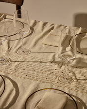 Load image into Gallery viewer, Flia white linen and cotton tablecloth gold-coloured lurex embroidered detail, 150 x 250 cm - image 5