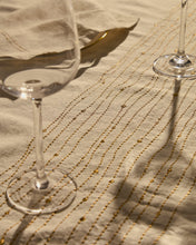Load image into Gallery viewer, Flia white linen and cotton tablecloth gold-coloured lurex embroidered detail, 150 x 250 cm - image 6