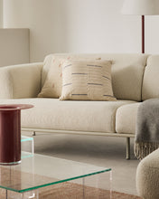 Load image into Gallery viewer, Blaina cushion cover in white linen with a blue embroidery feature, 45 x 45 cm - image 2