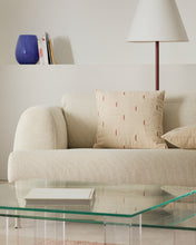 Load image into Gallery viewer, Blaina cushion cover in white linen with a red embroidery feature, 45 x 45 cm - image 2