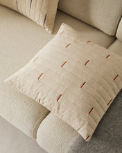 Load image into Gallery viewer, Blaina cushion cover in white linen with a red embroidery feature, 45 x 45 cm