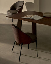 Load image into Gallery viewer, Eamy chair in brown faux leather, ash veneer with walnut and black metal finish - image 9