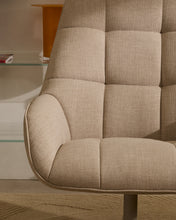 Load image into Gallery viewer, Jaspe beige swivel armchair with grey-finished metal, FSC 100% - image 10