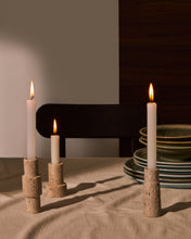 Load image into Gallery viewer, Majid set of 3 beige travertine candle holders - image 3