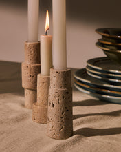 Load image into Gallery viewer, Majid set of 3 beige travertine candle holders - image 4