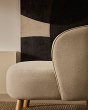 Load image into Gallery viewer, Ulit armchair in beige chenille with solid beech wood legs in a natural finish - image 6