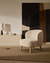 Load image into Gallery viewer, Ulit armchair in beige chenille with solid beech wood legs in a natural finish - image 5