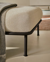 Load image into Gallery viewer, Aurum ecru chenille footrest with matte grey metal base 85 x 85cm FSC Mix Credit - image 5