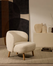 Load image into Gallery viewer, Ulit armchair in white bouclé with solid beech wood legs in a natural finish - image 8