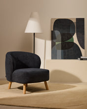 Load image into Gallery viewer, Ulit armchair in blue-grey chenille with solid beech wood legs in a natural finish - image 5