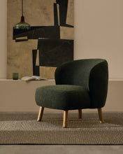Load image into Gallery viewer, Ulit armchair in green chenille with solid beech wood legs in a natural finish - image 9