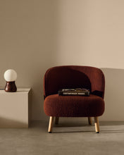 Load image into Gallery viewer, Ulit armchair in terracotta bouclé with solid beech wood legs in a natural finish - image 9