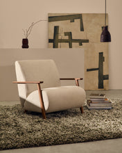 Load image into Gallery viewer, Meghan armchair in pearl chenille and solid ash wood with walnut finish FSC Mix Credit - image 9
