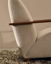 Load image into Gallery viewer, Meghan armchair in pearl chenille and solid ash wood with walnut finish FSC Mix Credit - image 10