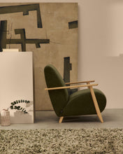 Load image into Gallery viewer, Meghan armchair in green chenille and with solid beech wood in a natural finish FSC Mix Credit - image 9