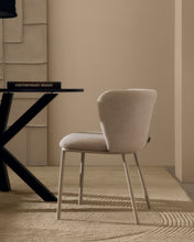 Load image into Gallery viewer, Ciselia chair in beige chenille and beige steel, FSC Mix Credit - image 5