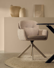 Load image into Gallery viewer, Lexa swivel chair in beige chenille and steel legs in a beige finish - image 5