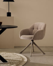 Load image into Gallery viewer, Dorina swivel chair in beige chenille and steel legs in a beige finish - image 5