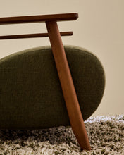 Load image into Gallery viewer, Meghan armchair in green chenille and solid ash wood with walnut finish FSC Mix Credit - image 6