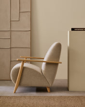 Load image into Gallery viewer, Meghan armchair in pearl chenille and with solid beech wood in a natural finish FSC Mix Credit - image 5