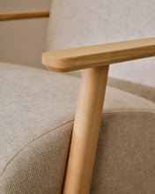 Load image into Gallery viewer, Meghan armchair in pearl chenille and with solid beech wood in a natural finish FSC Mix Credit - image 6