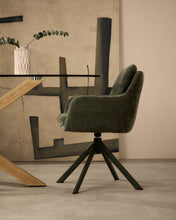 Load image into Gallery viewer, Lexa swivel chair in green chenille and steel legs in a green finish - image 5
