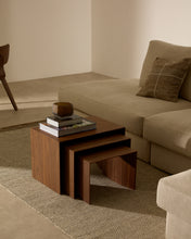 Load image into Gallery viewer, Litto set of 3 walnut veneer FSC Mix Credit nesting tables 60 x 40 / 51 x 36 / 42 x 31 cm - image 3