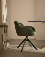 Load image into Gallery viewer, Dorina swivel chair in green chenille and steel legs in a green finish - image 5