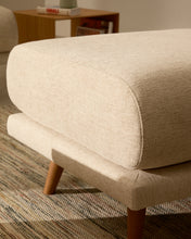 Load image into Gallery viewer, Karin footrest in beige chenille with solid beech wood legs in natural colour finish 90 x 70 cm - image 4