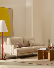 Load image into Gallery viewer, Karin 2-seater sofa in beige chenille with solid beech wood legs in natural colour finish 211 cm - image 5