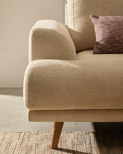 Load image into Gallery viewer, Karin 2-seater sofa in beige chenille with solid beech wood legs in natural colour finish 211 cm - image 6