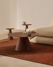 Load image into Gallery viewer, Wilshire coffee table with frosted tempered glass and matt terracotta painted steel finish Ø80cm - image 2