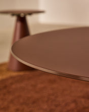 Load image into Gallery viewer, Wilshire coffee table with frosted tempered glass and matt terracotta painted steel finish Ø80cm - image 3