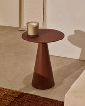 Load image into Gallery viewer, Wilshire side table with frosted tempered glass and matt terracotta painted steel finish Ø35cm - image 2