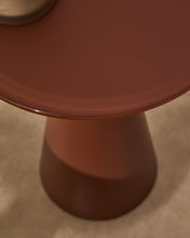 Load image into Gallery viewer, Wilshire side table with frosted tempered glass and matt terracotta painted steel finish Ø35cm - image 3